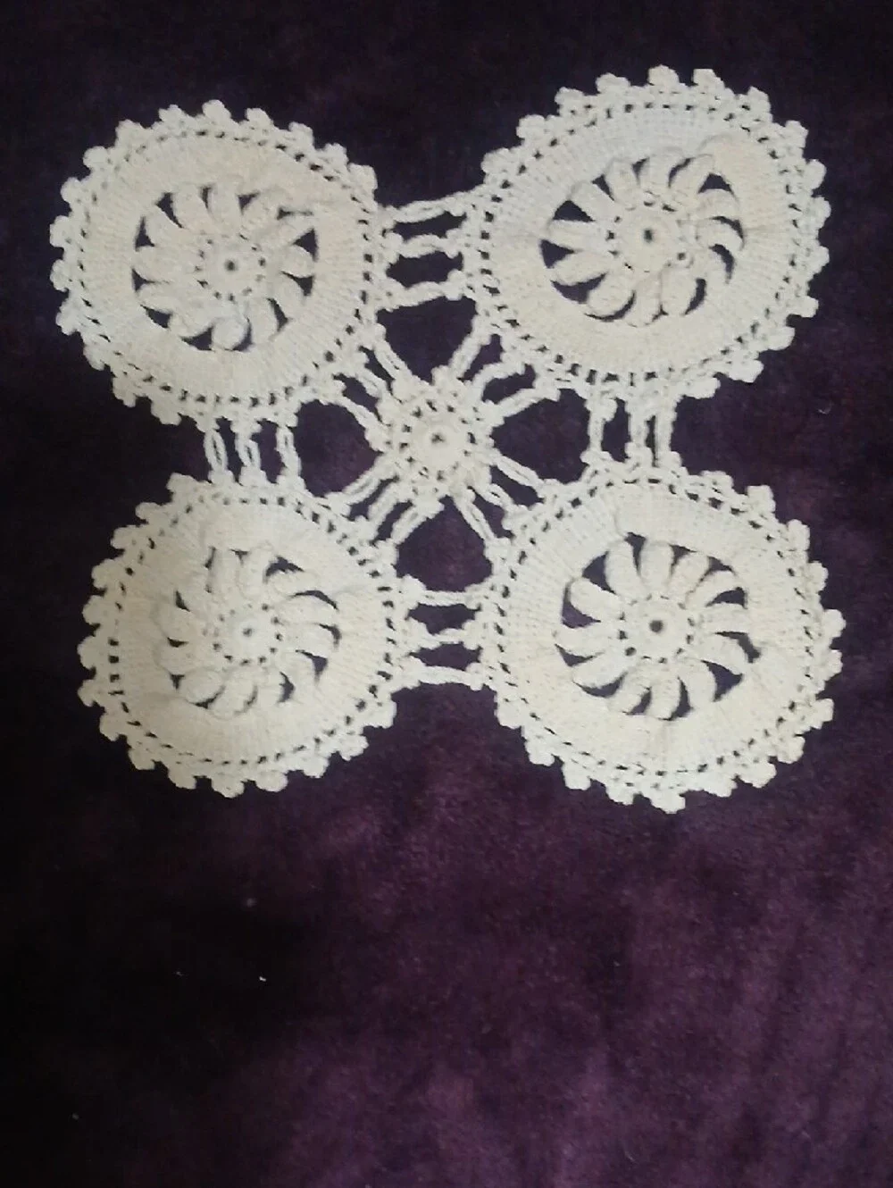 Vintage Handmade Crochet Doilies Set - Cream, Red, Yellow, Green, Pink - Picture 4 of 6